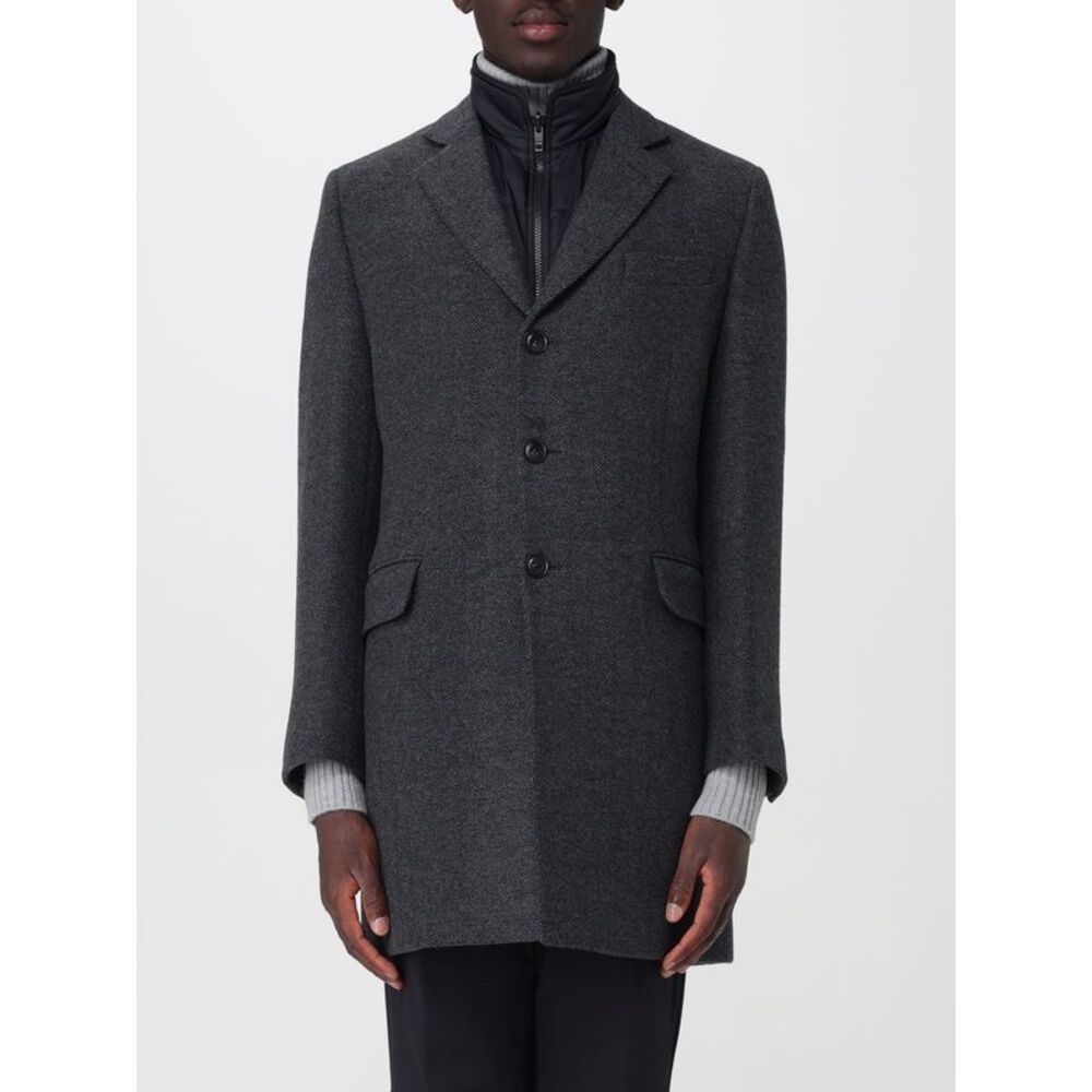 Fay Men Fay Short Wool-Blend Coat With Quilted And Removable Inner Vest